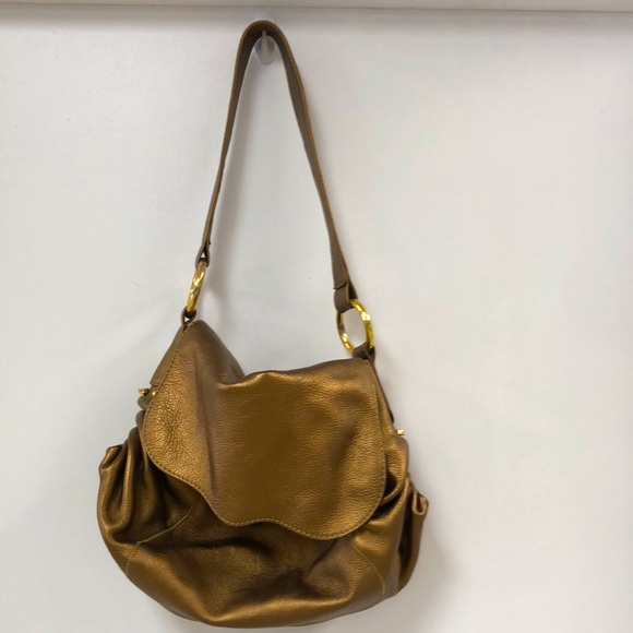 Carlos Falchi CHI Gold Leather Bag - Picture 1 of 13